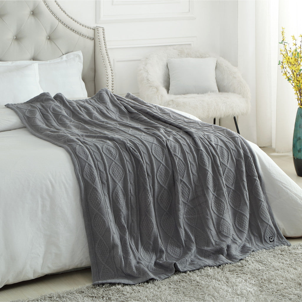 Blush Knitted Acrylic Solid Color Throw Blanket