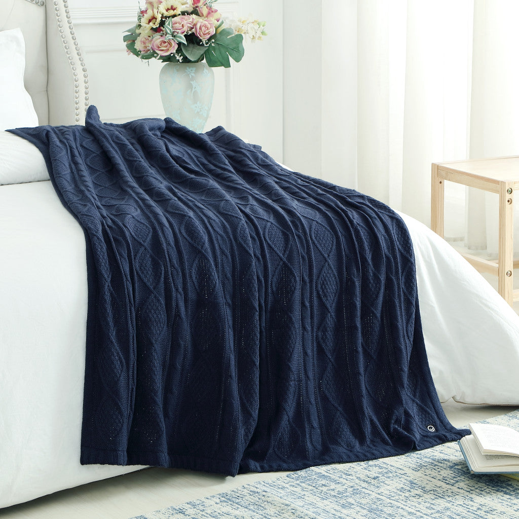 Blush Knitted Acrylic Solid Color Throw Blanket
