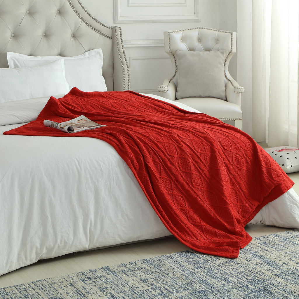 Blush Knitted Acrylic Solid Color Throw Blanket
