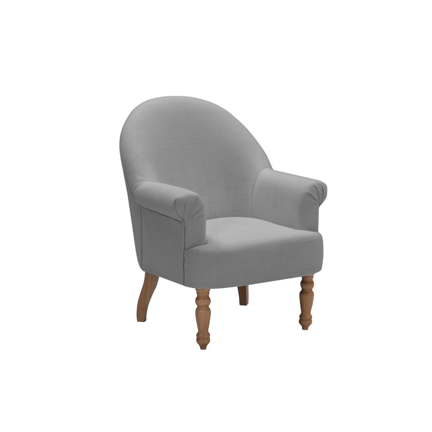 33" Gray And Brown Linen Arm Chair