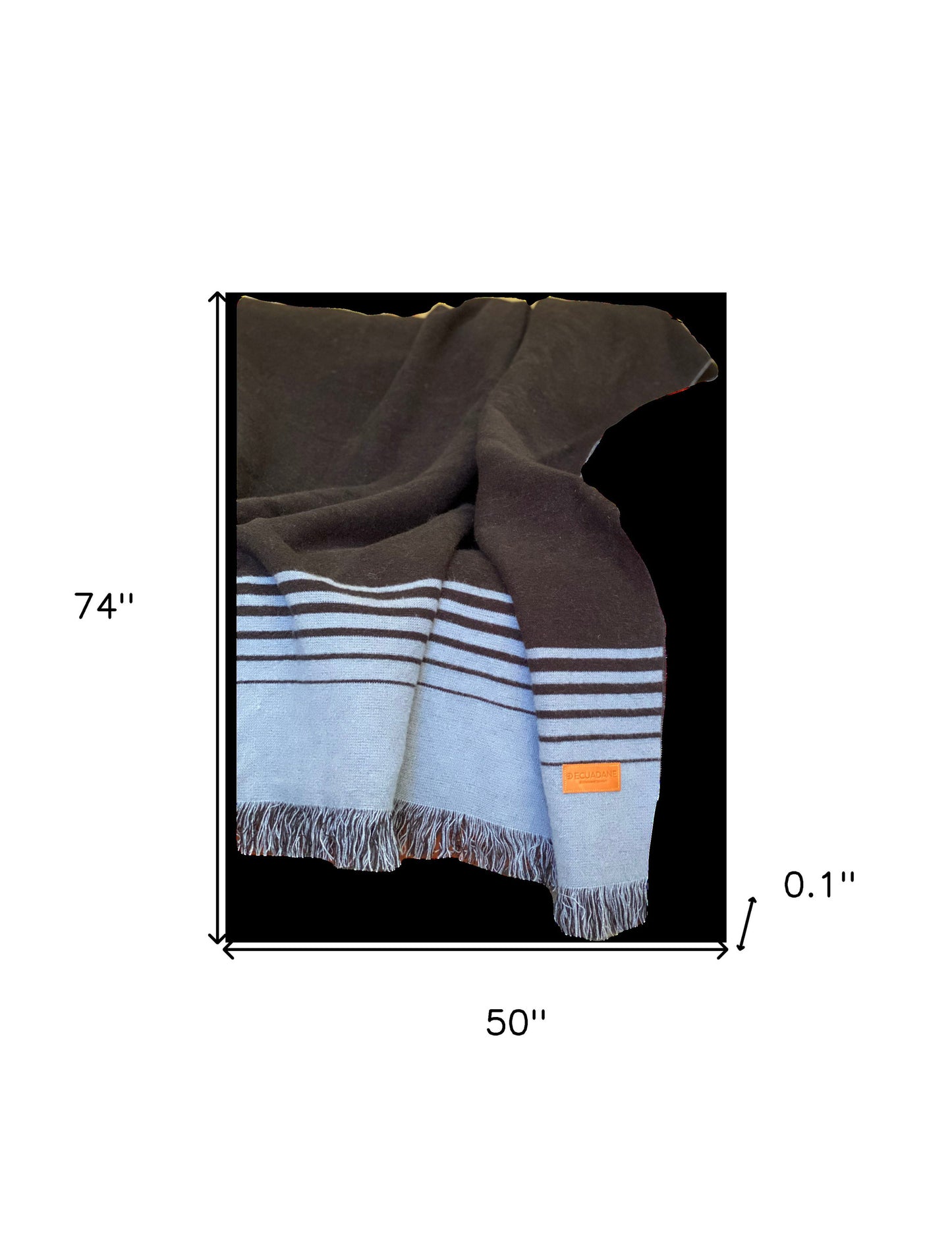 Black and Gray Woven Microfiber Striped Throw Blanket with Fringe