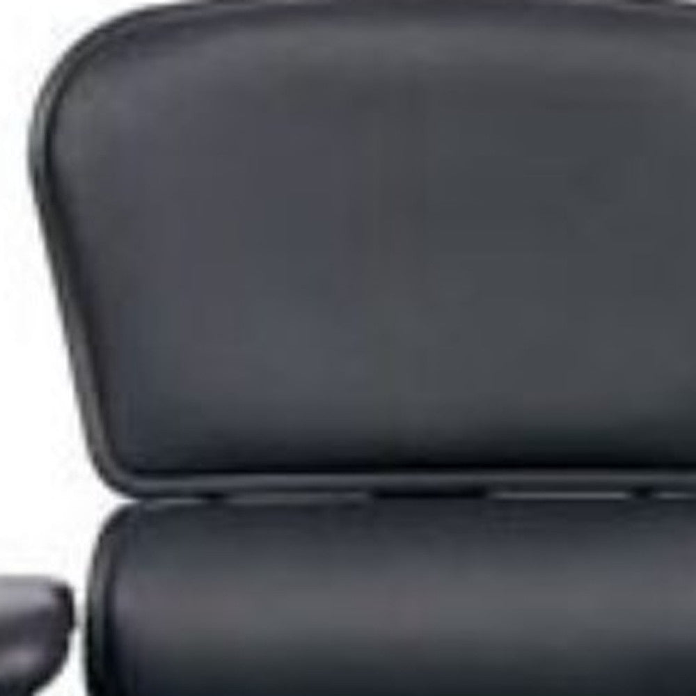 Black Faux Leather Seat Swivel Adjustable Task Chair Leather Back Plastic Frame