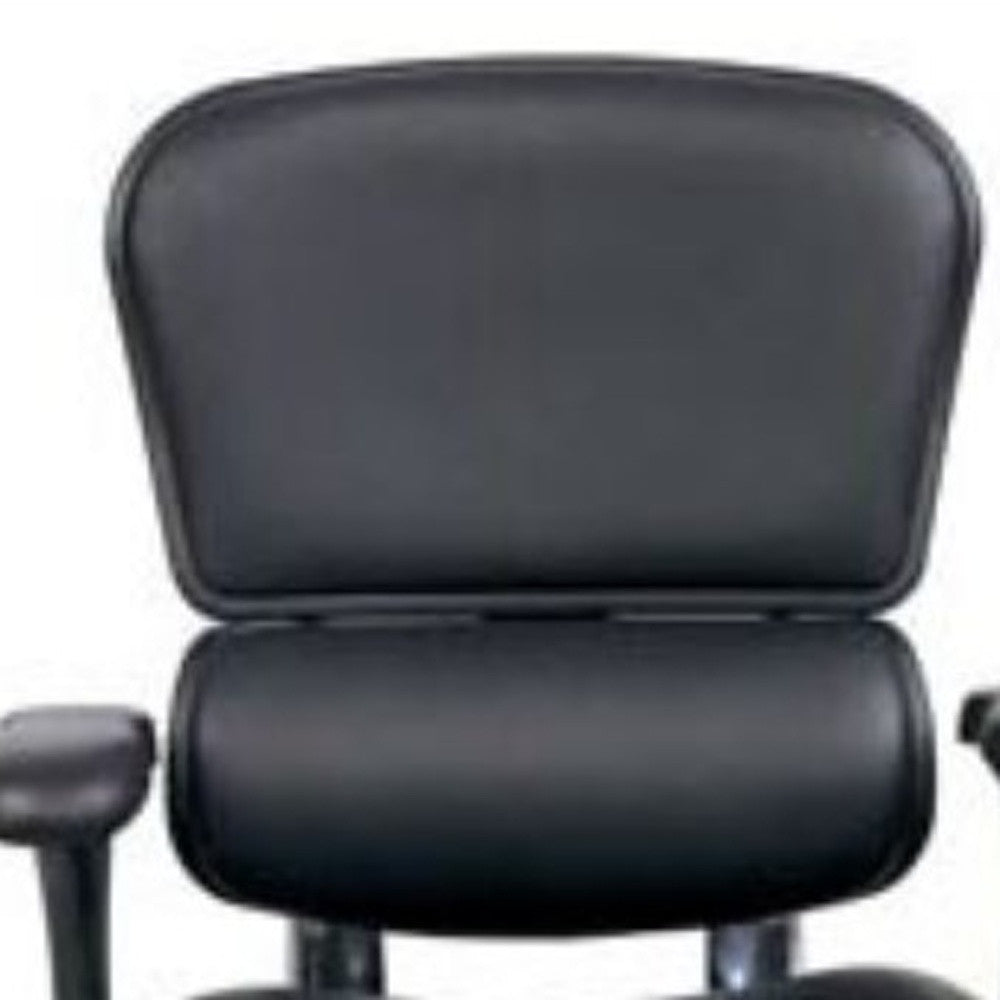 Black Faux Leather Seat Swivel Adjustable Task Chair Leather Back Plastic Frame
