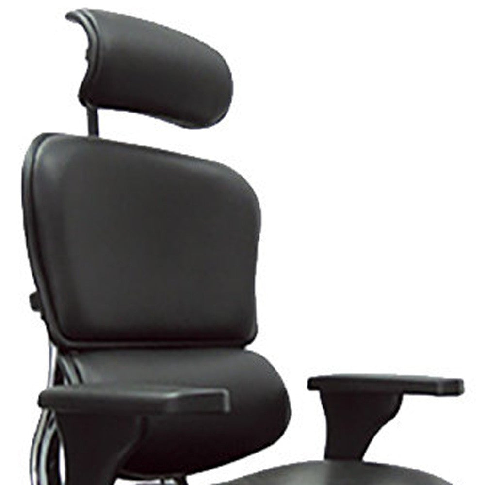 Black Faux Leather Tufted Seat Swivel Adjustable Executive Chair Leather Back Steel Frame