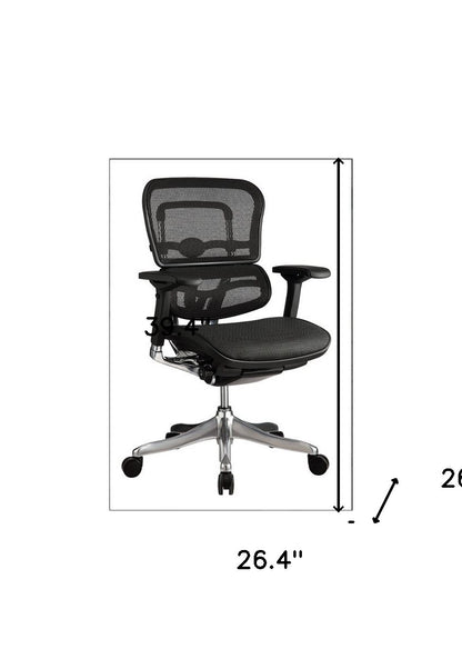 Black Mesh Seat Swivel Adjustable Task Chair Mesh Back Steel Frame