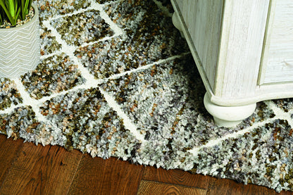 2' X 7' Mocha Geometric Diamond Runner Rug With Fringe