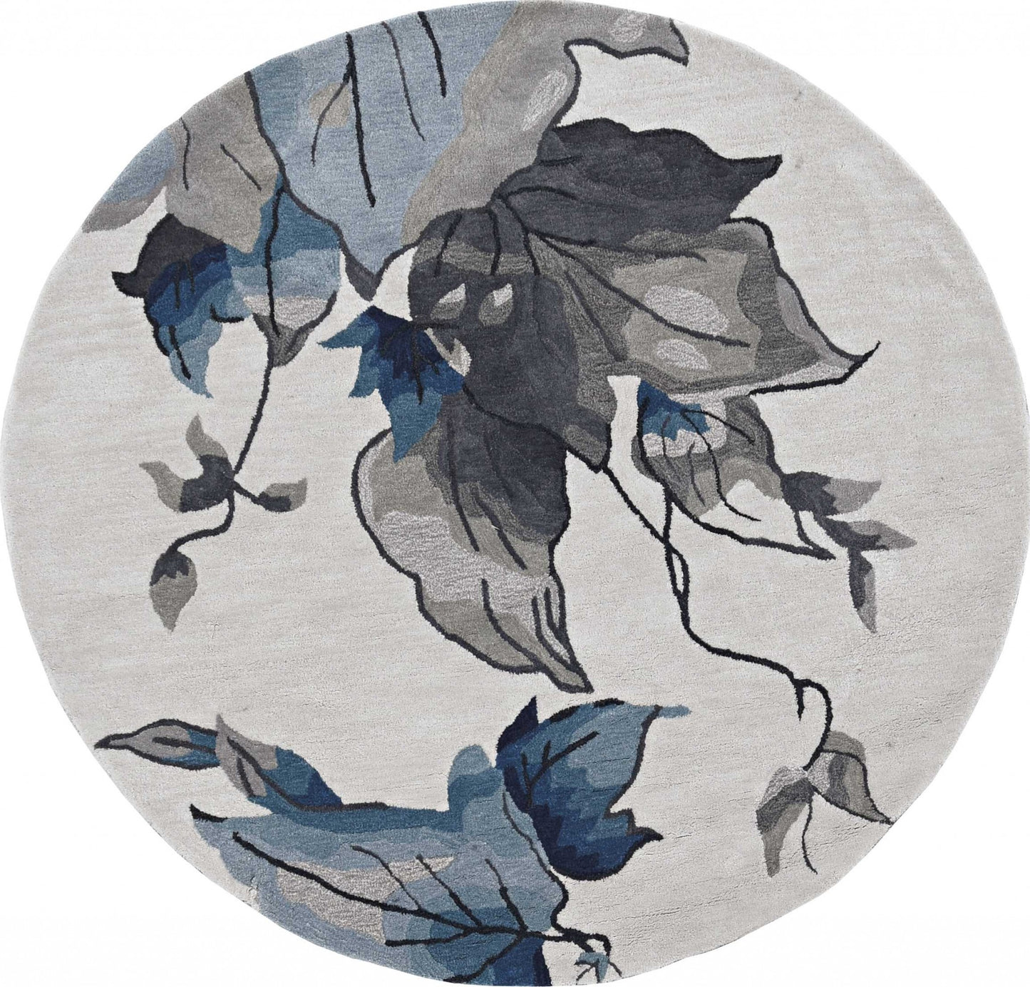 66 X 66 Ivory  Blue Polyester Rug