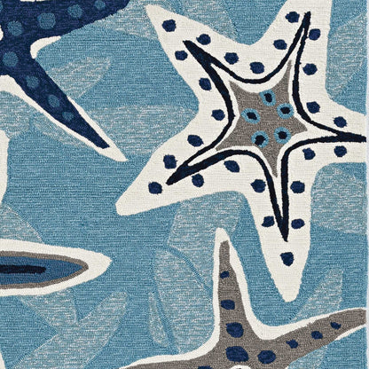 66 X 66 Ivory  Blue Polyester Rug