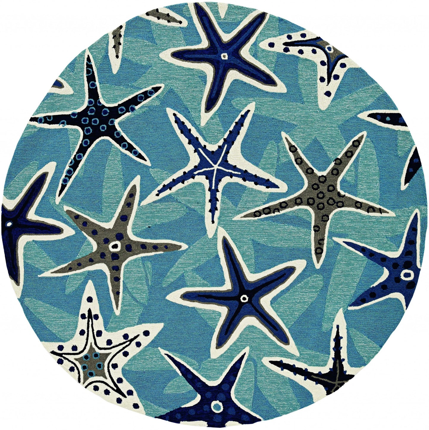 66 X 66 Ivory  Blue Polyester Rug