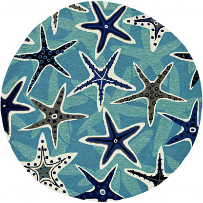 66 X 66 Ivory  Blue Polyester Rug