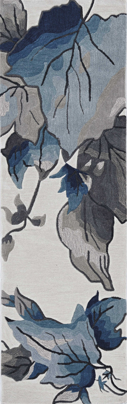 66 X 66 Ivory  Blue Polyester Rug