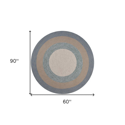 66 X 66 Ivory  Blue Polyester Rug