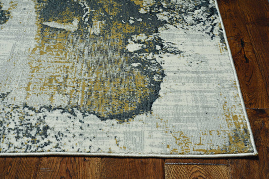 8'X10' Grey Brick Machine Woven Abstract Watercolor Indoor Area Rug