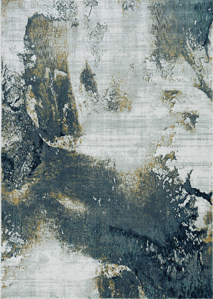8'X10' Grey Brick Machine Woven Abstract Watercolor Indoor Area Rug