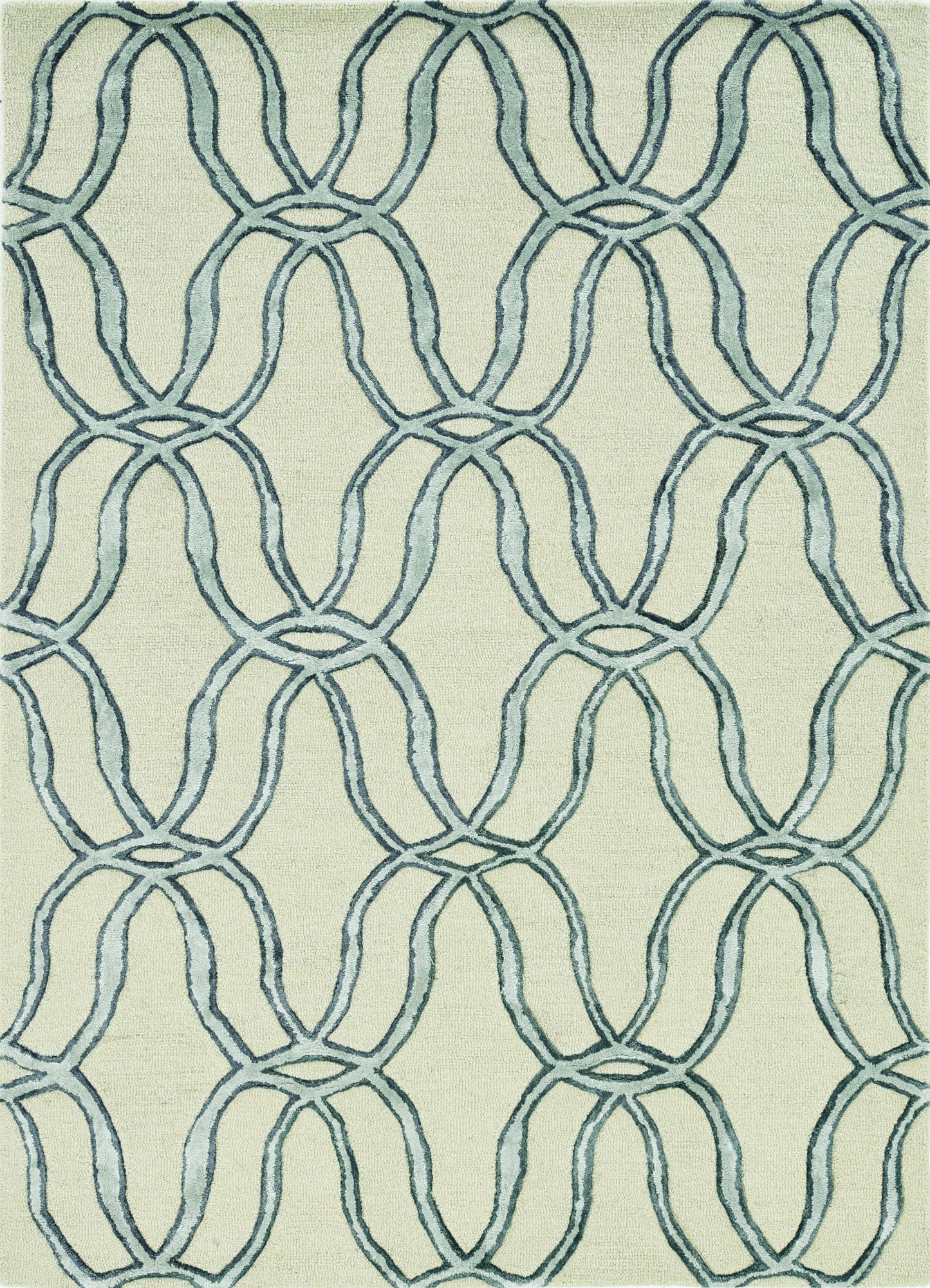5'X7' Silver Ivory Hand Tufted Vermicular Indoor Area Rug