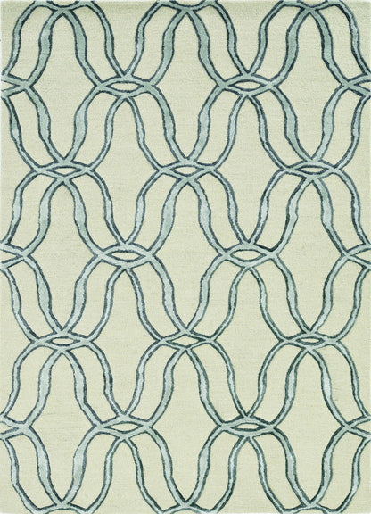 5'X7' Silver Ivory Hand Tufted Vermicular Indoor Area Rug