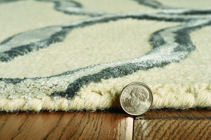 5'X7' Silver Ivory Hand Tufted Vermicular Indoor Area Rug