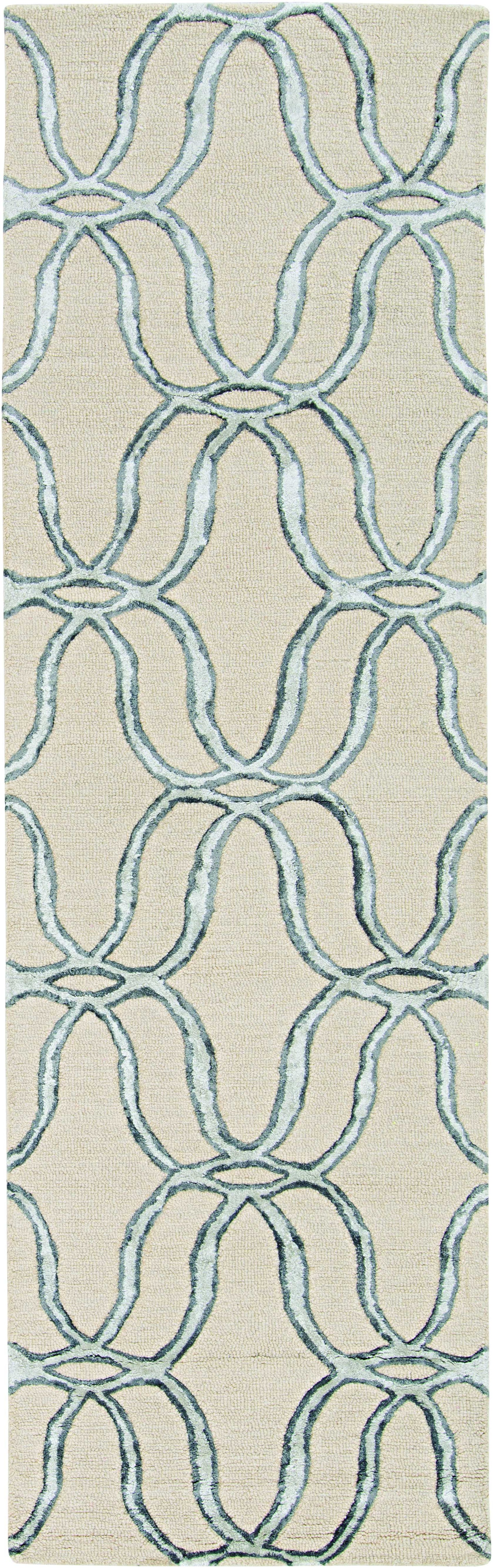5'X7' Silver Ivory Hand Tufted Vermicular Indoor Area Rug