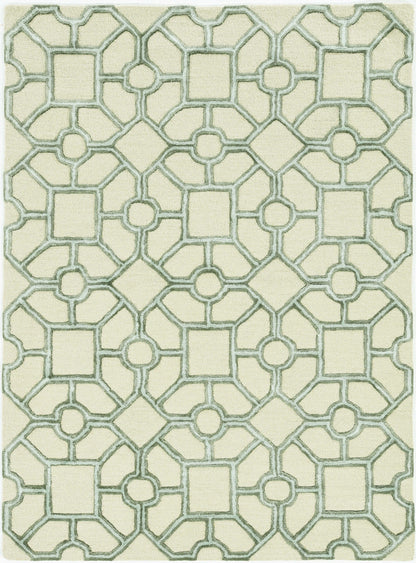 5'X7' Beige Hand Tufted Geometric Indoor Area Rug
