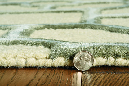 5'X7' Beige Hand Tufted Geometric Indoor Area Rug