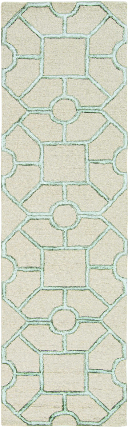5'X7' Beige Hand Tufted Geometric Indoor Area Rug