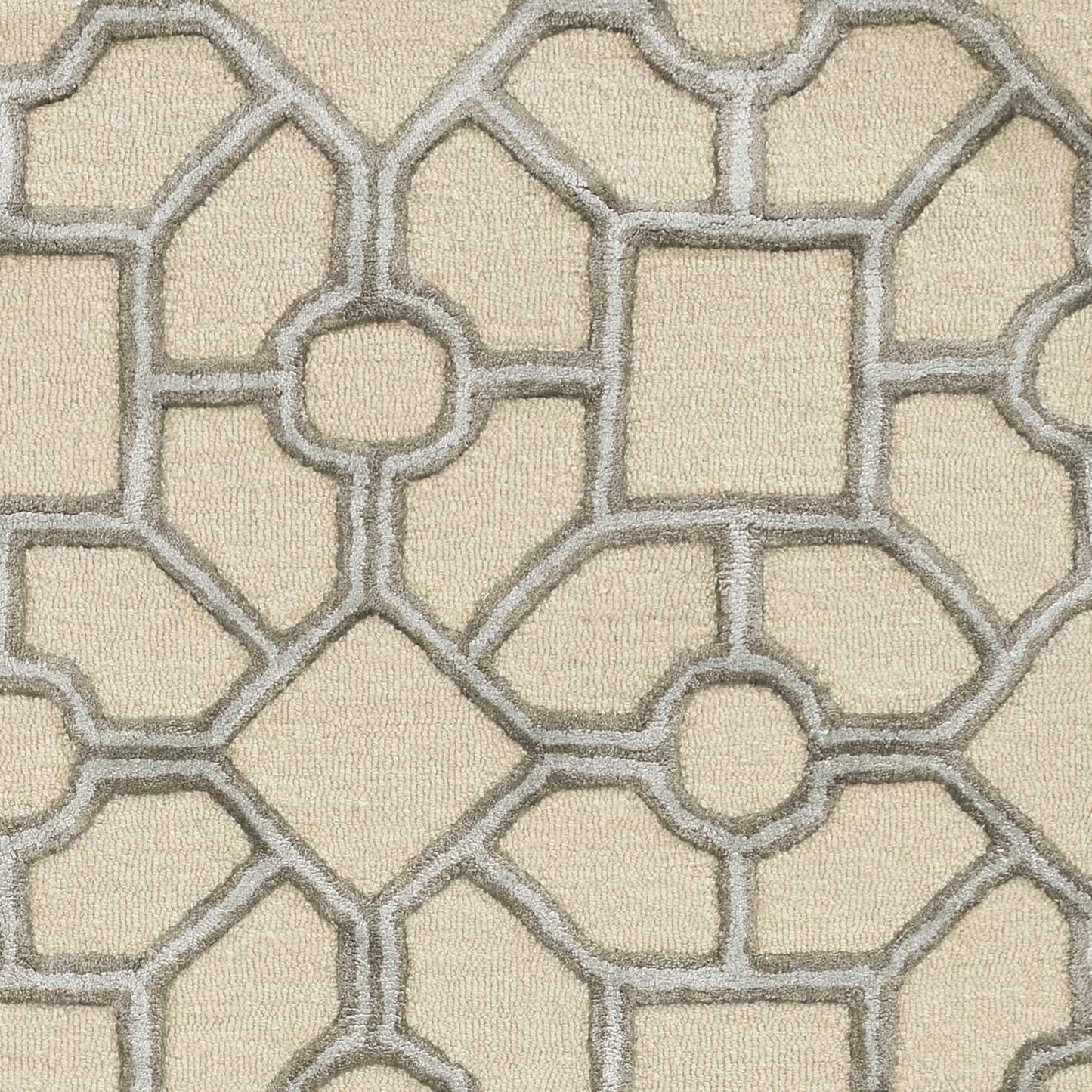 5'X7' Beige Hand Tufted Geometric Indoor Area Rug
