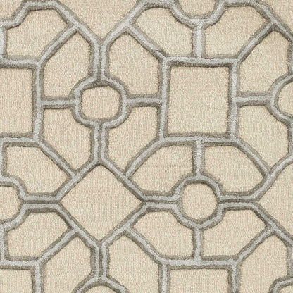 5'X7' Beige Hand Tufted Geometric Indoor Area Rug