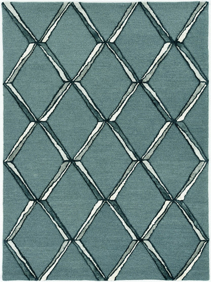 5'X7' Charcoal Silver Hand Tufted Geometric Diamond Pattern Indoor Area Rug