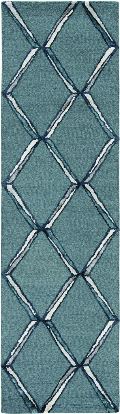 5'X7' Charcoal Silver Hand Tufted Geometric Diamond Pattern Indoor Area Rug