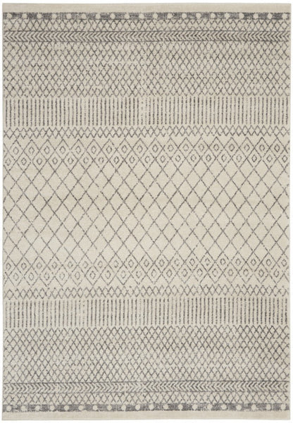 4' Gray Round Geometric Power Loom Area Rug