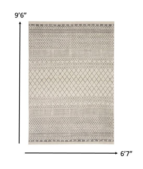 4' Gray Round Geometric Power Loom Area Rug
