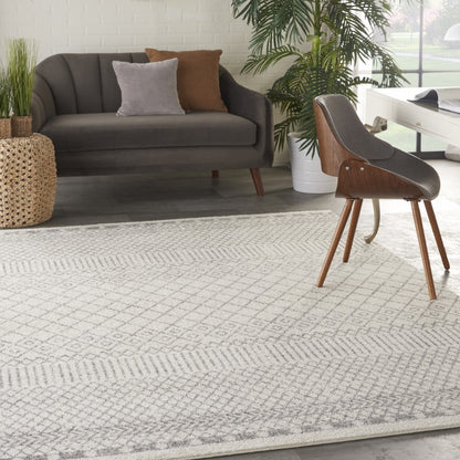 4' Gray Round Geometric Power Loom Area Rug