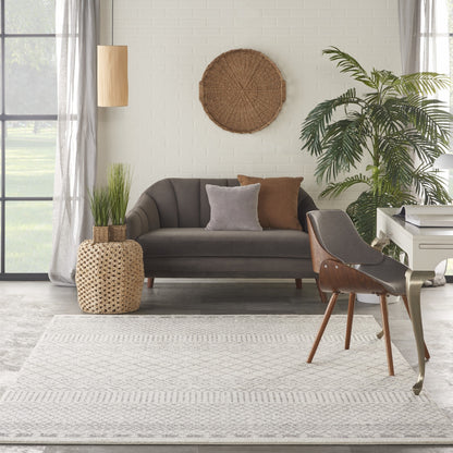 4' Gray Round Geometric Power Loom Area Rug
