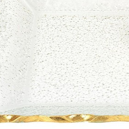 Bubble Glass Scalloped Gold Rim Rectangular Platter Or Tray