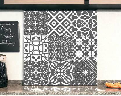 4" X 4" Gray And White Mosaic Peel And Stick Removable Tiles