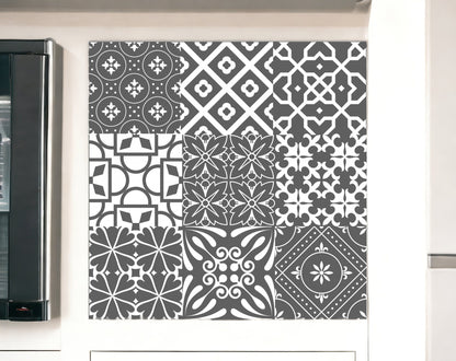 4" X 4" Gray And White Mosaic Peel And Stick Removable Tiles