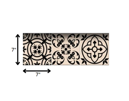8" X 8" Cream And Black Mosaic Peel And Stick Removable Tiles