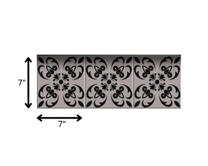 4" X 4" Black And White Orchid Peel And Stick Removable Tiles