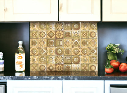4" X 4" Vintage Beige And White Peel And Stick Removable Tiles