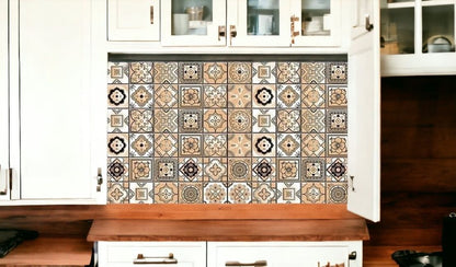 4" X 4" Shades Of Taupe Mosaic Peel And Stick Removable Tiles