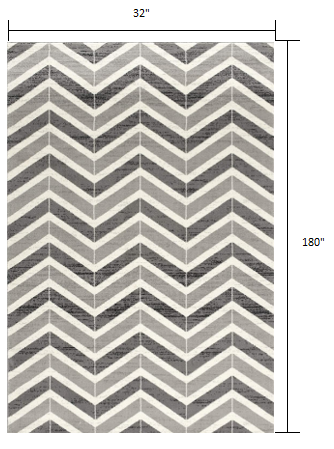 2' X 4' Gray Chevron Dhurrie Area Rug