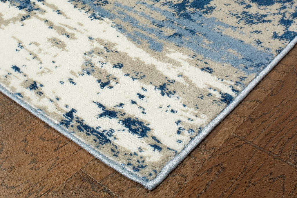 8’ x 10’ Beige and Blue Scenic Area Rug