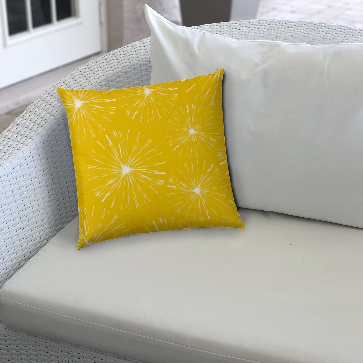 14" X 20" Cream And White Blown Seam Floral Lumbar Indoor Outdoor Pillow