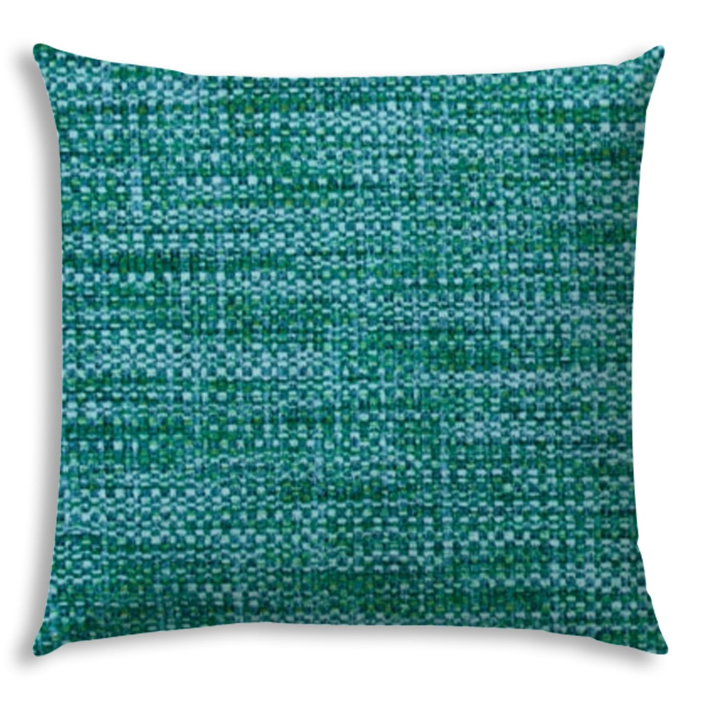 17" X 17" Aqua And Lime Blown Seam Solid Color Lumbar Indoor Outdoor Pillow