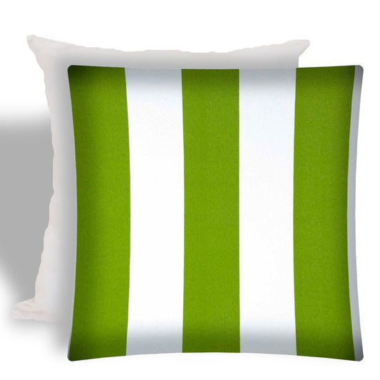 17" X 17" Green And Ivory Zippered Striped Throw Indoor Outdoor Pillow