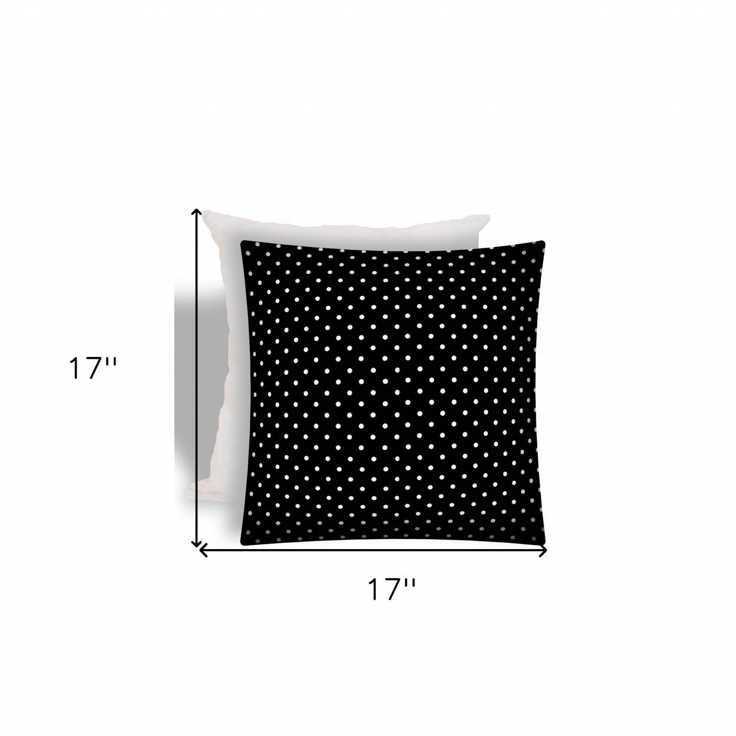 17" X 17" Black And White Zippered Polka Dots Throw Indoor Outdoor Pillow