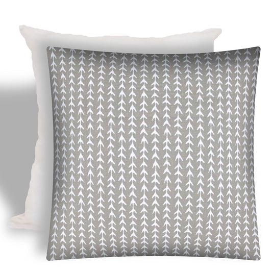 17" X 17" Taupe And White Zippered Geometric Throw Indoor Outdoor Pillow