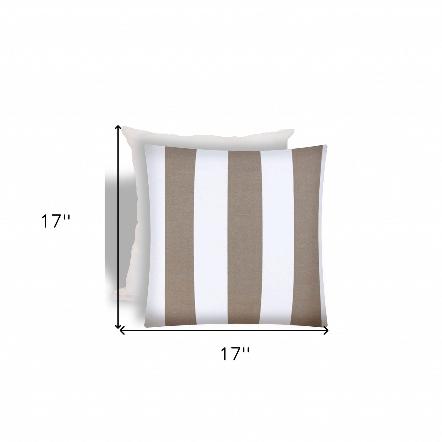 17" X 17" Taupe And Ivory Zippered Striped Throw Indoor Outdoor Pillow