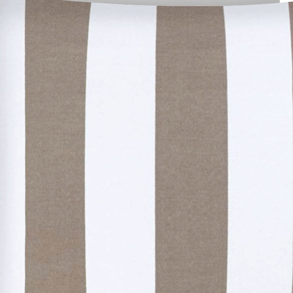17" X 17" Taupe And Ivory Zippered Striped Throw Indoor Outdoor Pillow