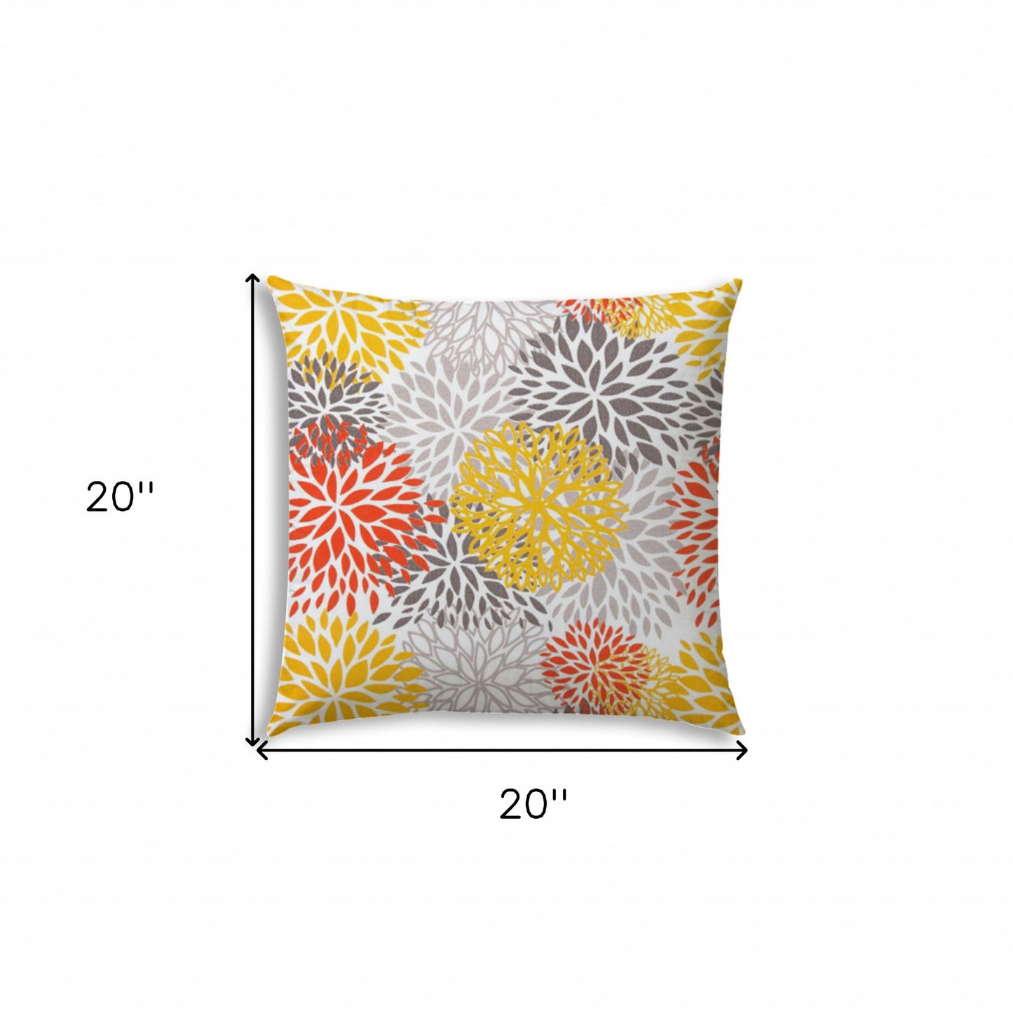 20" X 20" Gray And White Blown Seam Floral Throw Indoor Outdoor Pillow